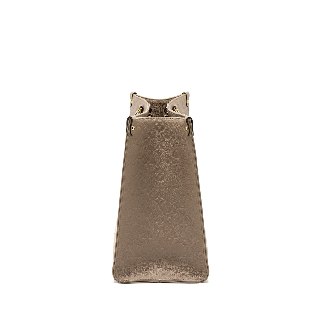 Onthego MM Tourterelle Monogram Empreinte Leather Tote Bag Gold-Tone Hardware