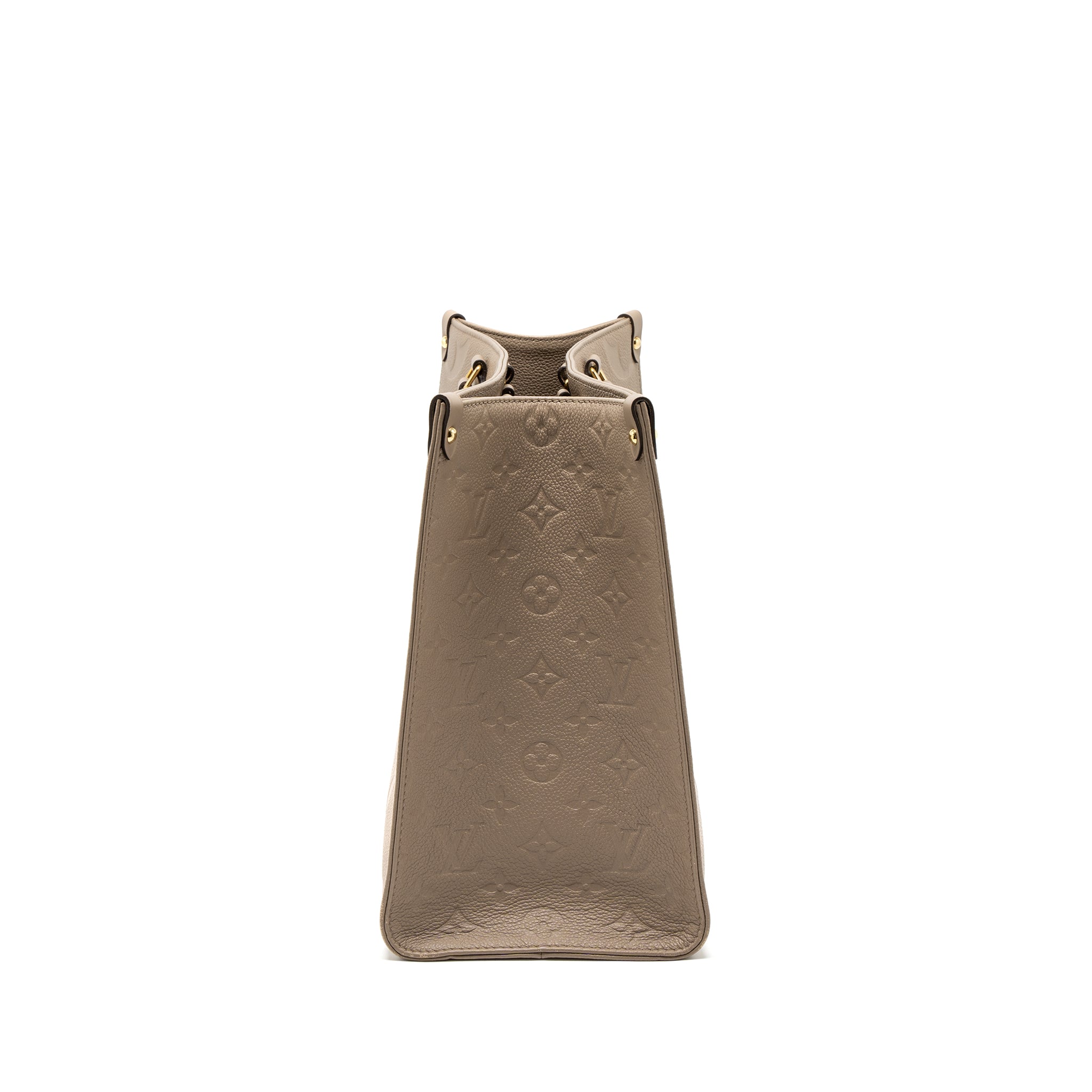 Onthego MM Tourterelle Monogram Empreinte Leather Tote Bag Gold-Tone Hardware