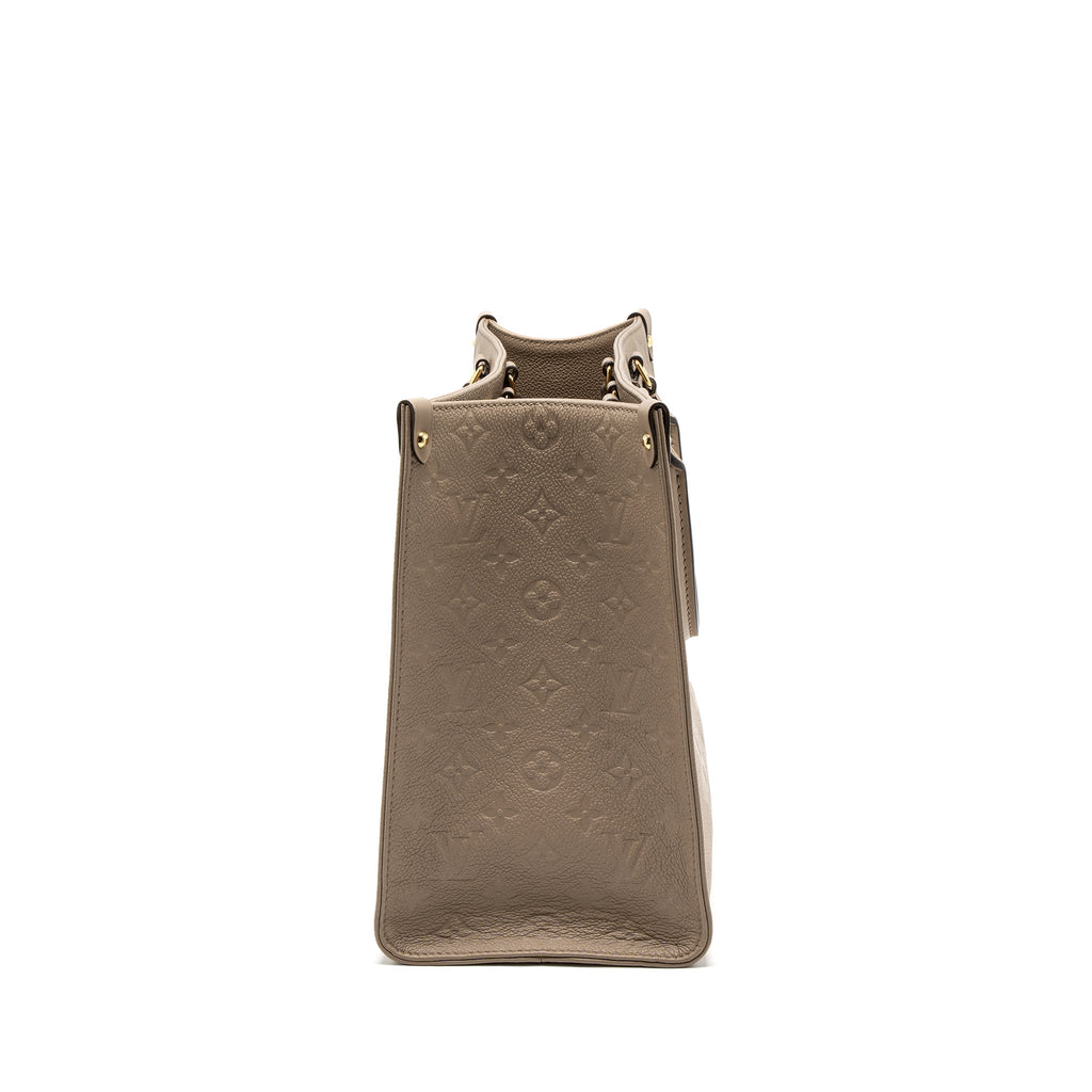 Onthego MM Tourterelle Monogram Empreinte Leather Tote Bag Gold-Tone Hardware