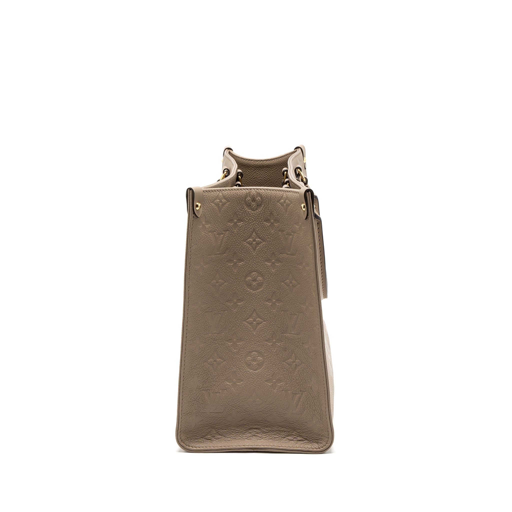 Onthego MM Tourterelle Monogram Empreinte Leather Tote Bag Gold-Tone Hardware