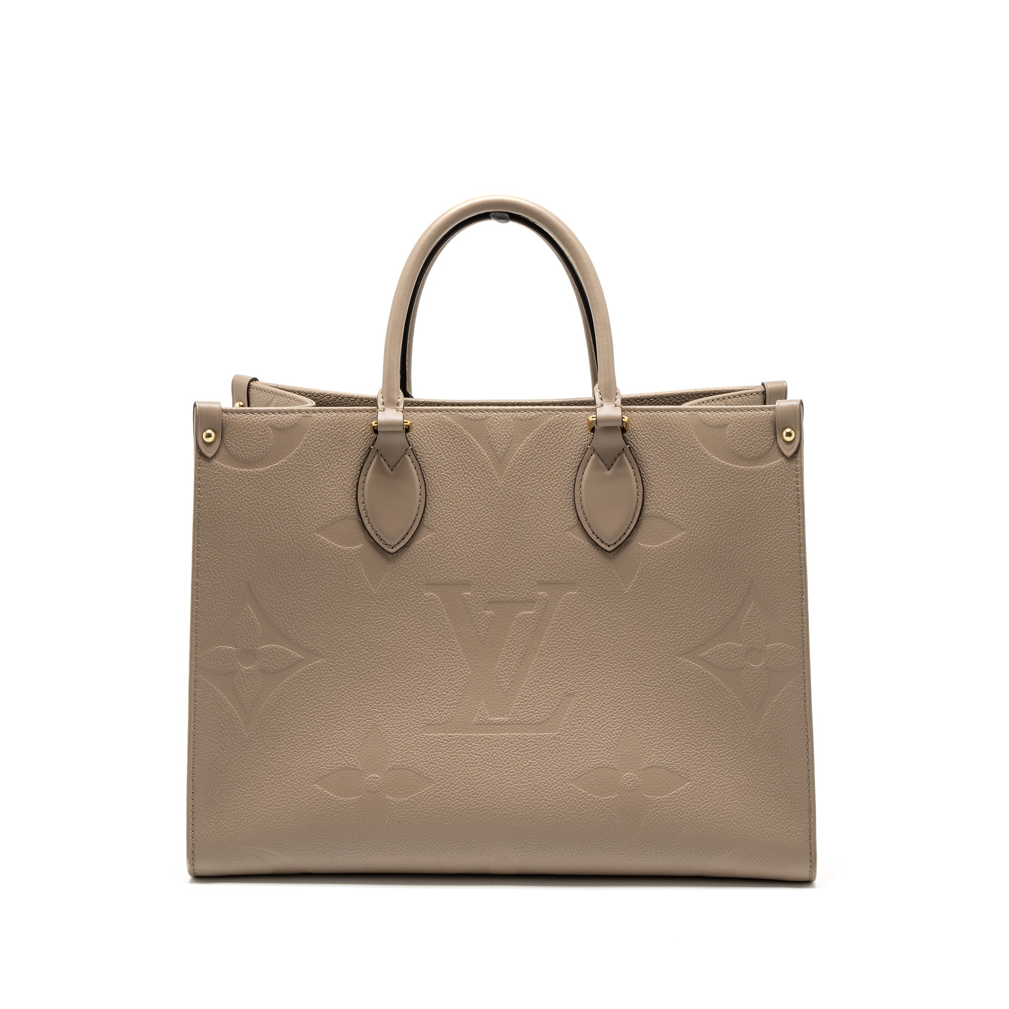 Onthego MM Tourterelle Monogram Empreinte Leather Tote Bag Gold-Tone Hardware