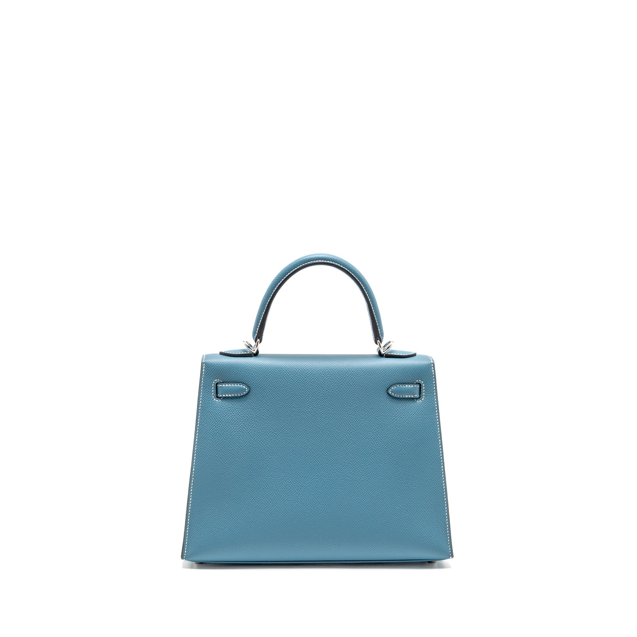 Lorenzia Kelly 25 Epsom Leather Handbag Bleu Jean Silver-Tone Hardware