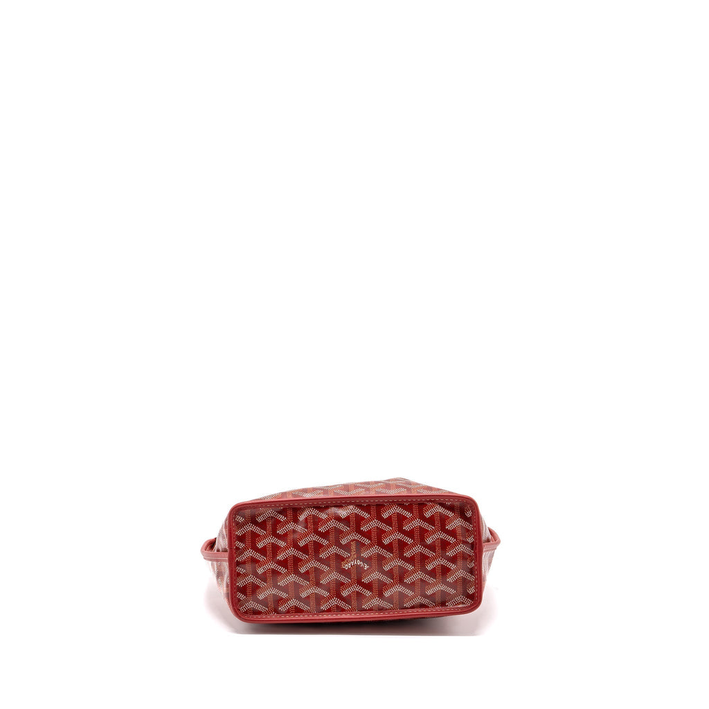 Mini Anjou Canvas Calfskin Tote Bag Red Silver-Tone Hardware