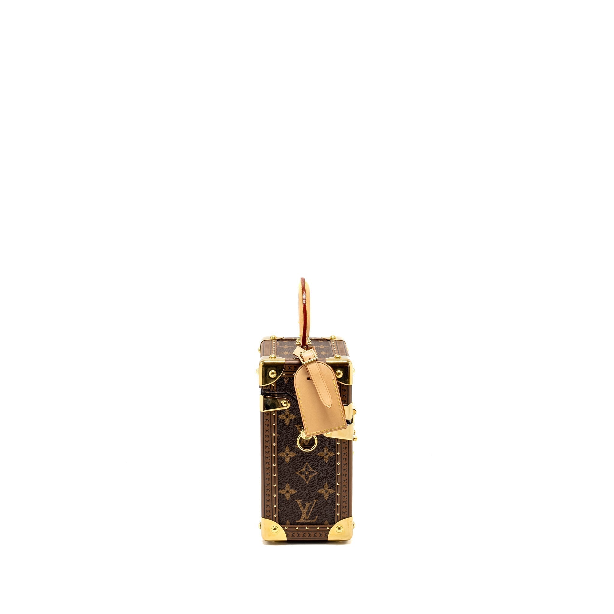 Camera Box Trunk Monogram Canvas Leather Handbag Gold Tone Hardware