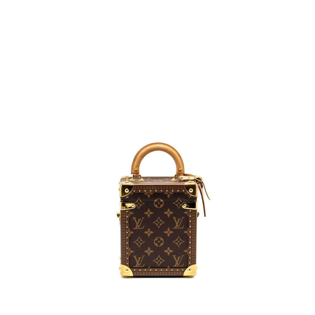 Camera Box Trunk Monogram Canvas Leather Handbag Gold Tone Hardware