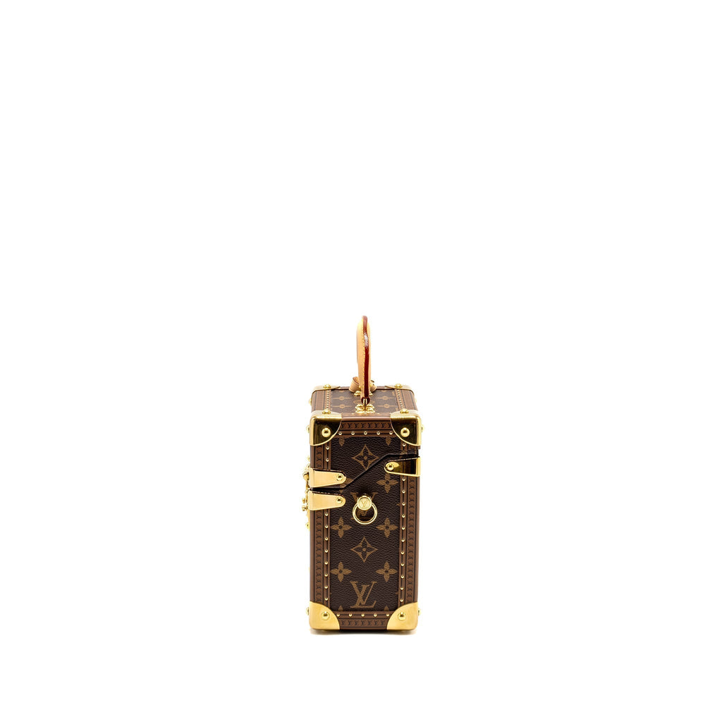 Camera Box Trunk Monogram Canvas Leather Handbag Gold Tone Hardware