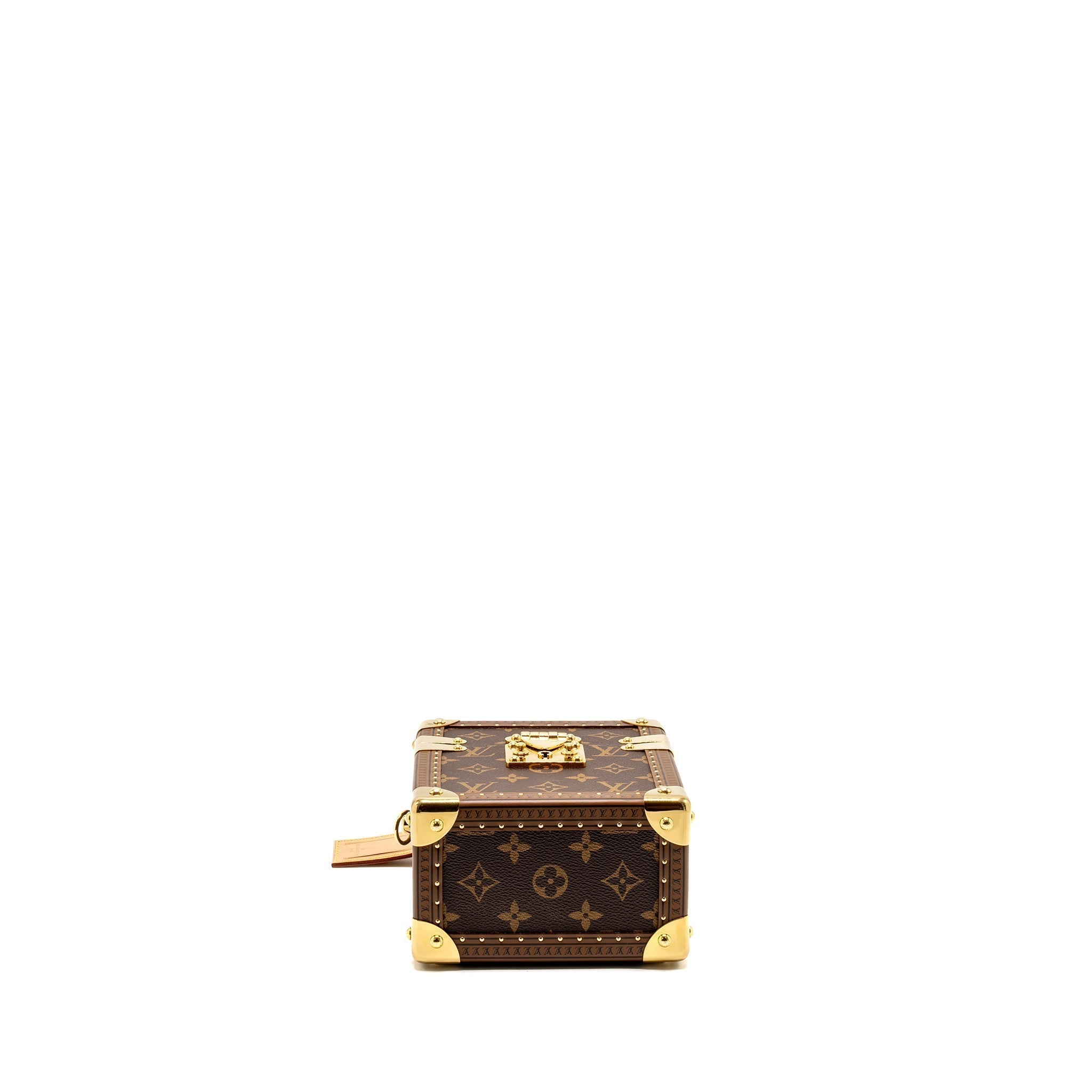 Camera Box Trunk Monogram Canvas Leather Handbag Gold Tone Hardware