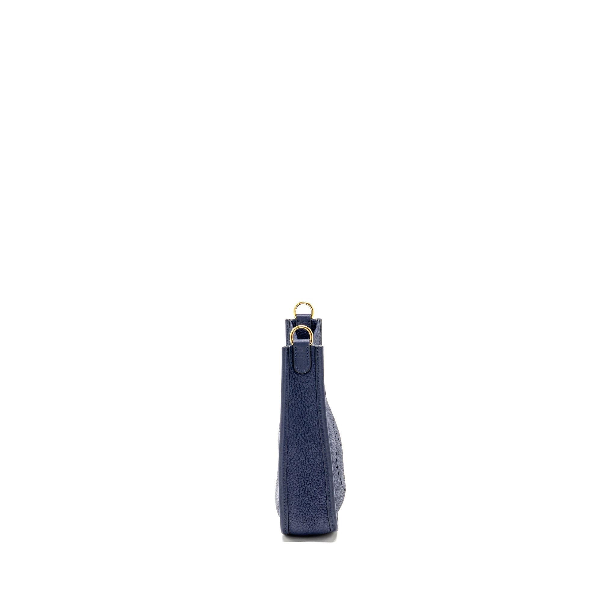 Lorenzia Mini Evelyne Clemence Leather Handbag Blue Gold-Tone Hardware