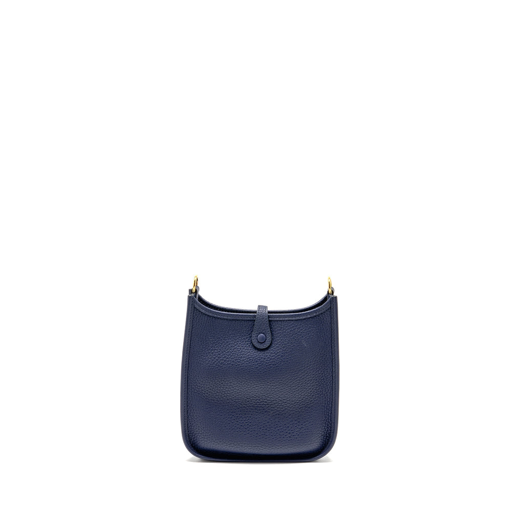 Lorenzia Mini Evelyne Clemence Leather Handbag Blue Gold-Tone Hardware