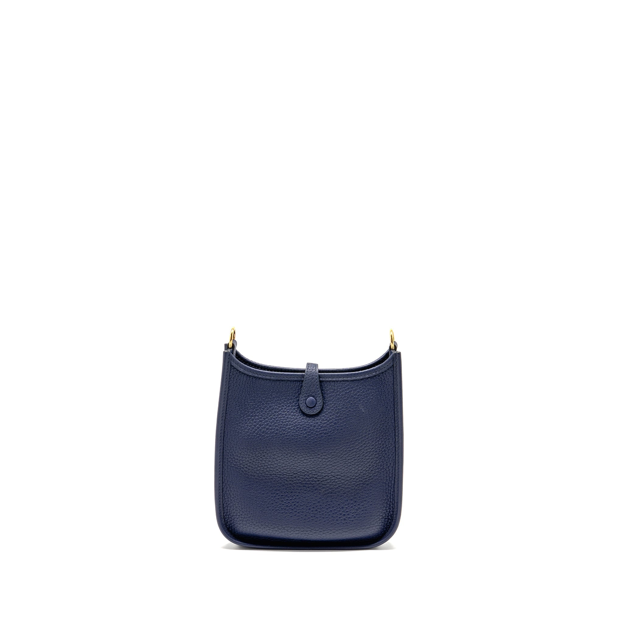 Lorenzia Mini Evelyne Clemence Leather Handbag Blue Gold-Tone Hardware