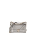 Lorenzia Diorama Flap Bag Patent Micro-Cannage Leather Metallic Silver Silver-Tone Hardware