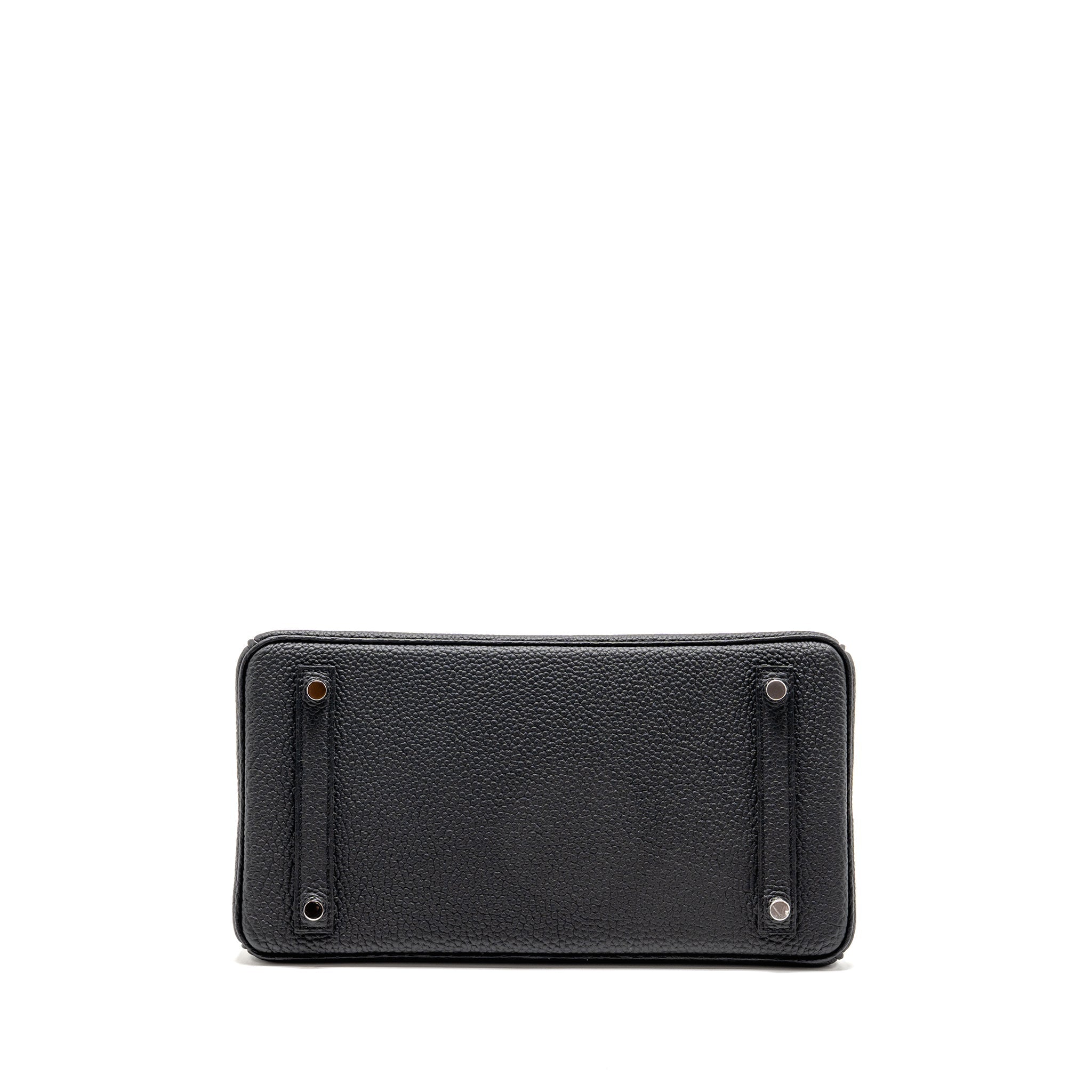 Lorenzia Birkin 30 Togo Leather Handbag Black Brushed Silver-Tone Hardware