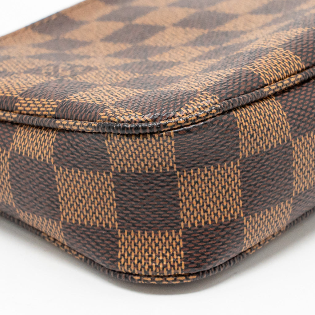 Pochette Accessoires Damier Ebene Canvas Shoulder Bag Gold-Tone Hardware