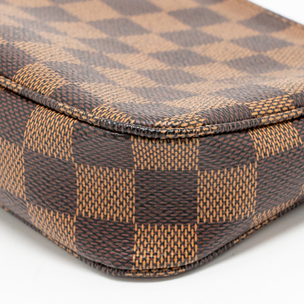 Pochette Accessoires Damier Ebene Canvas Shoulder Bag Gold-Tone Hardware