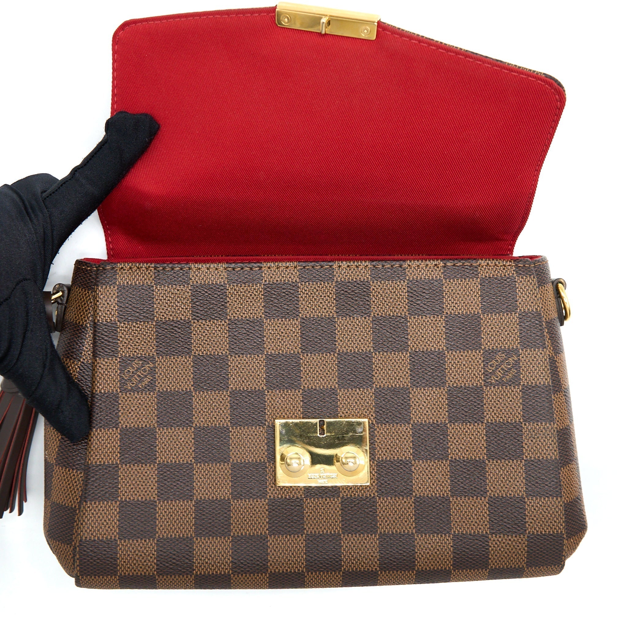 Croisette Damier Ebene Canvas Handbag Gold-Tone Hardware