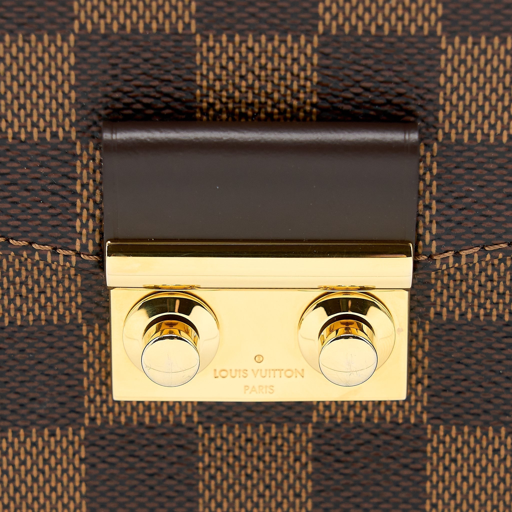 Croisette Damier Ebene Canvas Handbag Gold-Tone Hardware