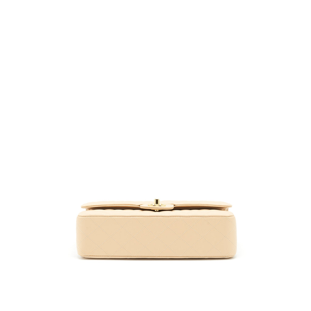 CHANEL Classic Double Flap Bag Caviar Leather Beige GHW