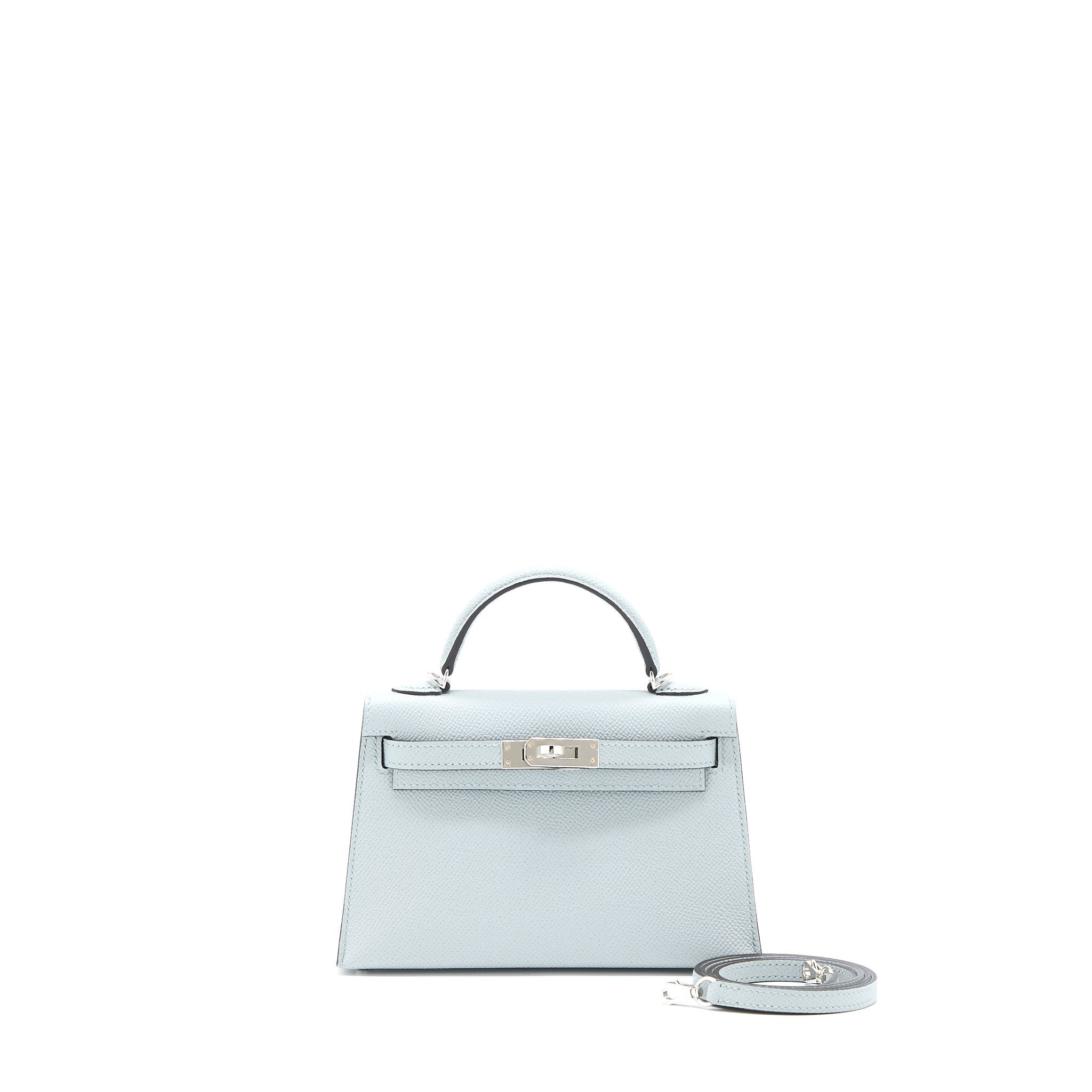 Lorenzia Mini Kelly II 20 Epsom Leather Handbag Blue Glacier Silver-Tone Hardware