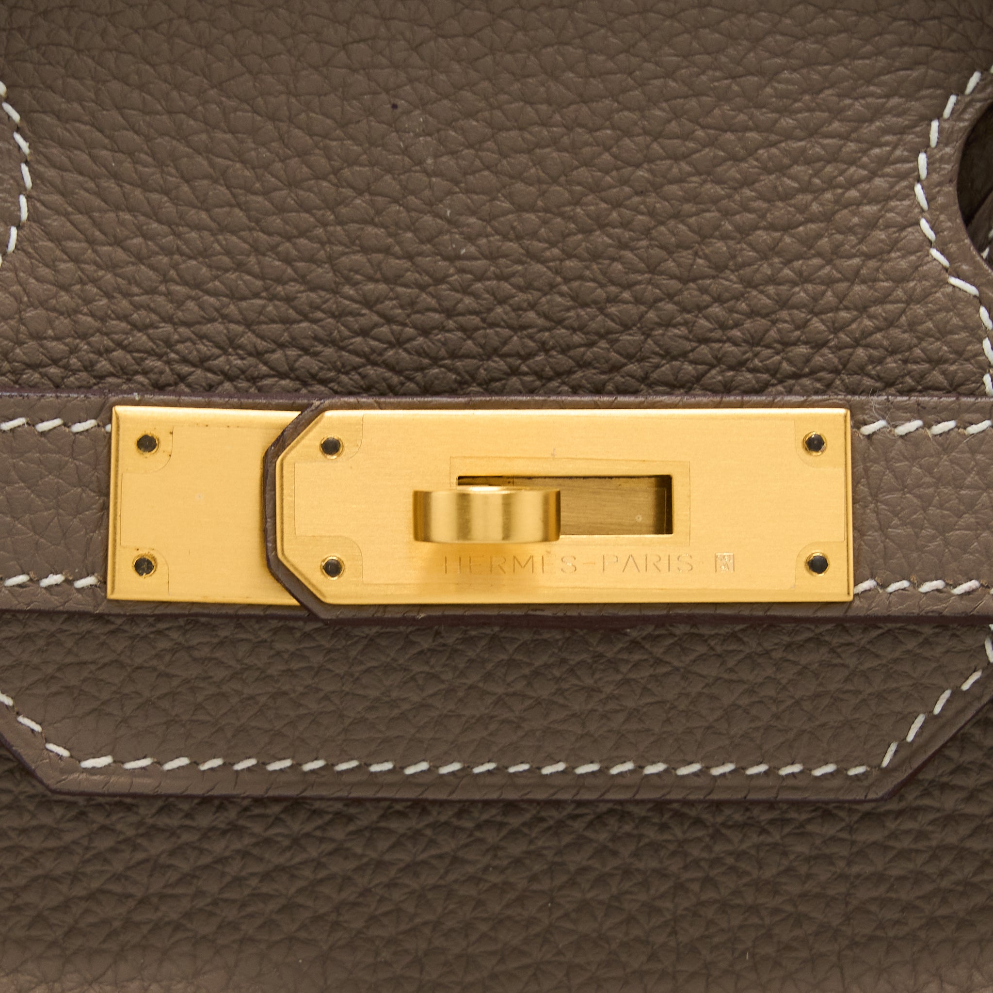 Lorenzia Birkin 30 Togo Leather Handbag Etoupe Rose Azalee Brushed Gold-Tone Hardware
