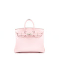 Lorenzia Birkin 25 Swift Leather Handbag Rose Sakura Silver-Tone Hardware