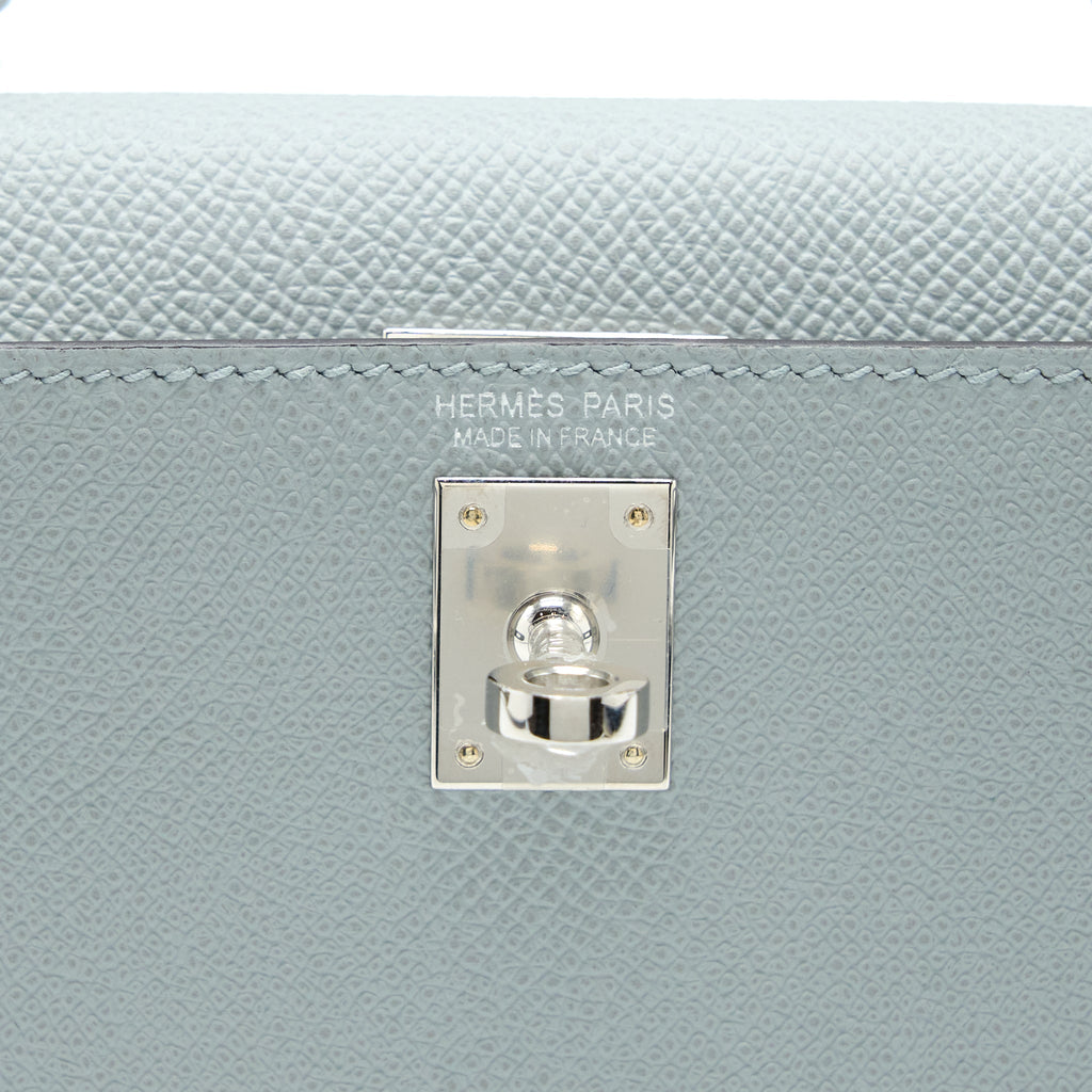 Lorenzia Mini Kelly II 20 Epsom Leather Handbag Blue Glacier Silver-Tone Hardware