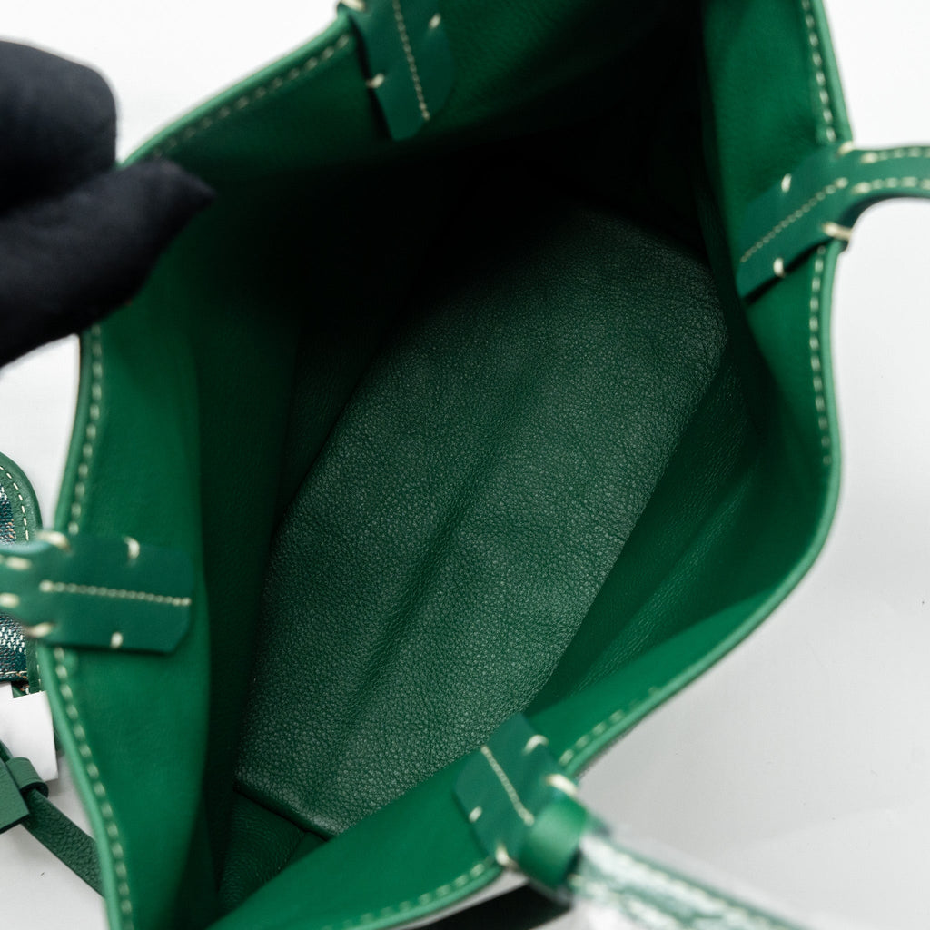 Lorenzia Mini Anjou Tote Bag Canvas Calfskin Green Silver-Tone Hardware