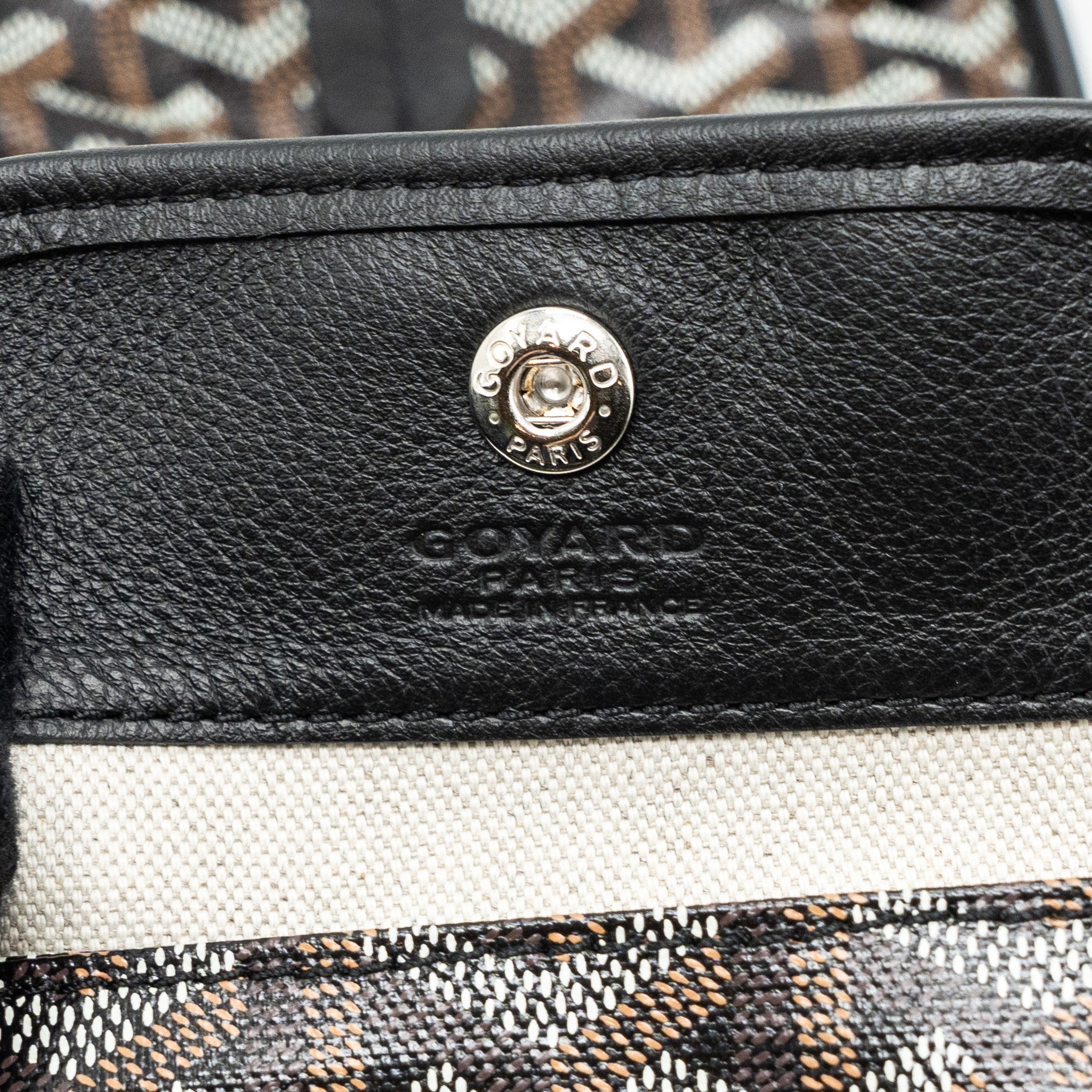 Lorenzia Mini Anjou Tote Bag Canvas Calfskin Black Silver-Tone Hardware