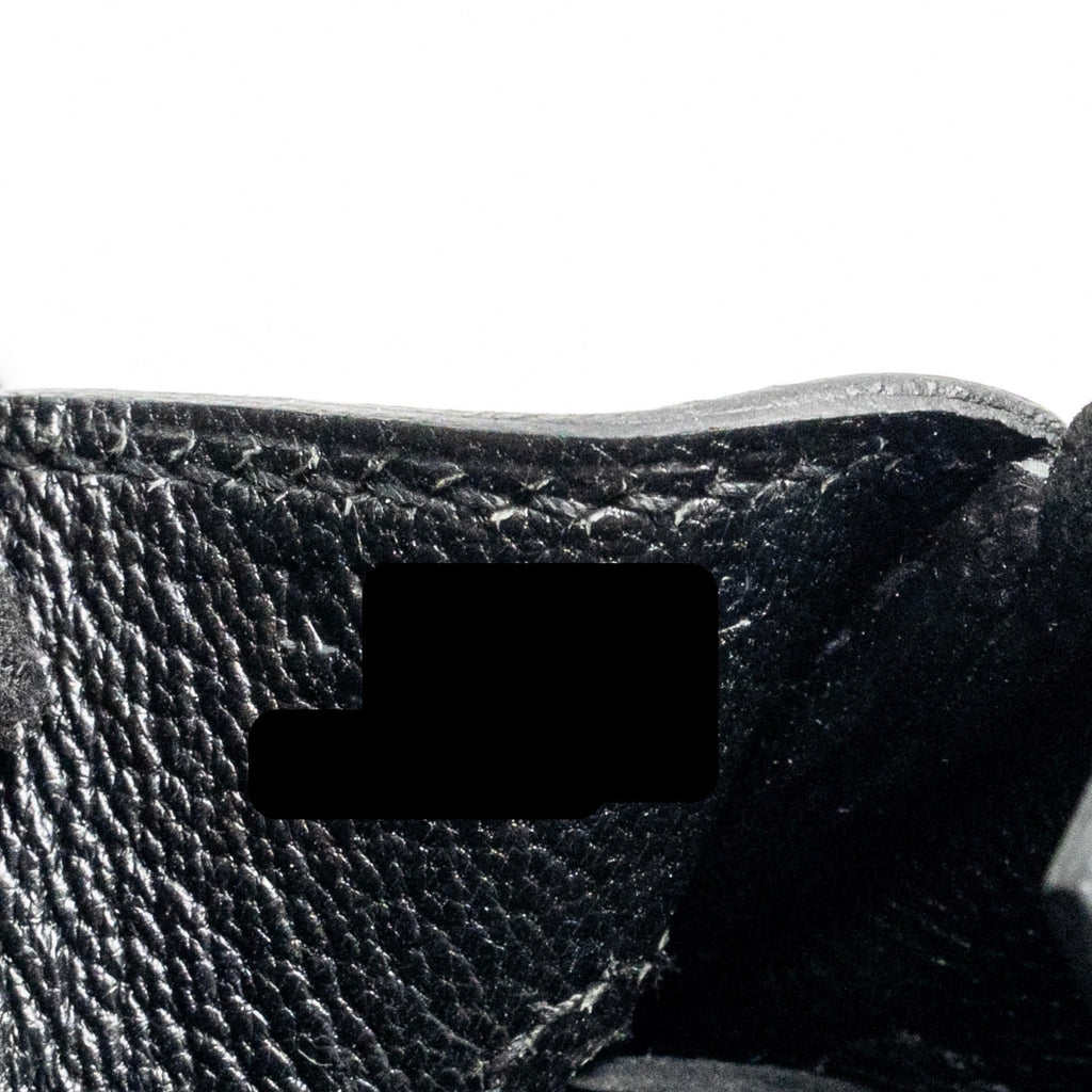Lorenzia Birkin 30 Togo Leather Handbag Black Brushed Silver-Tone Hardware