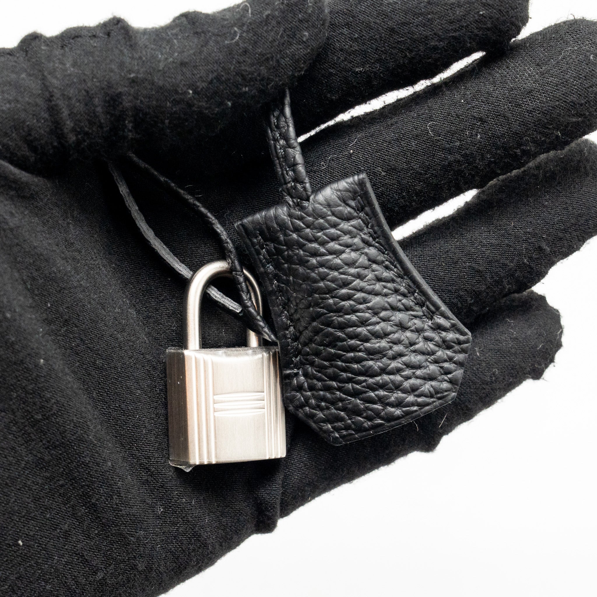 Lorenzia Birkin 30 Togo Leather Handbag Black Brushed Silver-Tone Hardware
