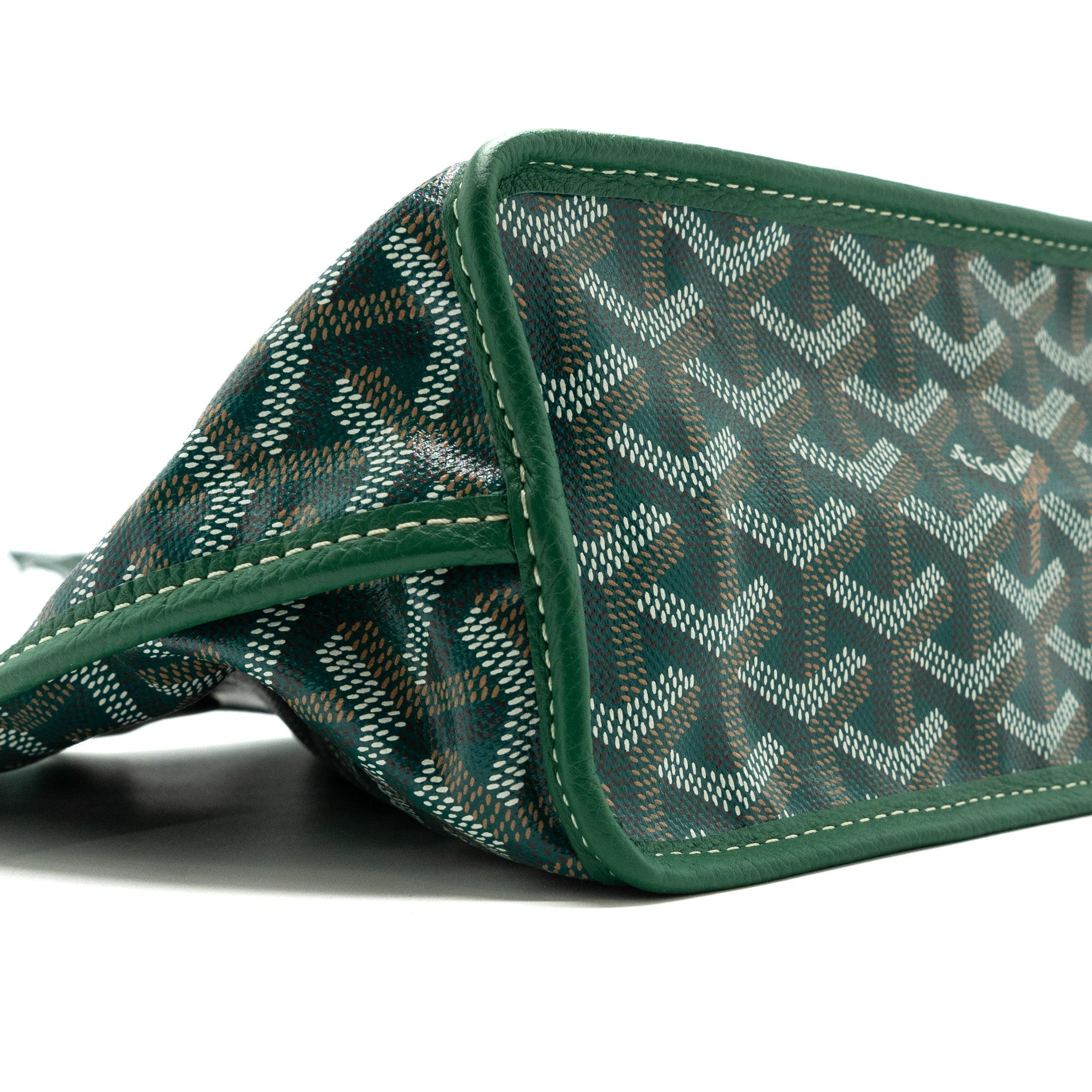 Lorenzia Mini Anjou Tote Bag Canvas Calfskin Green Silver-Tone Hardware