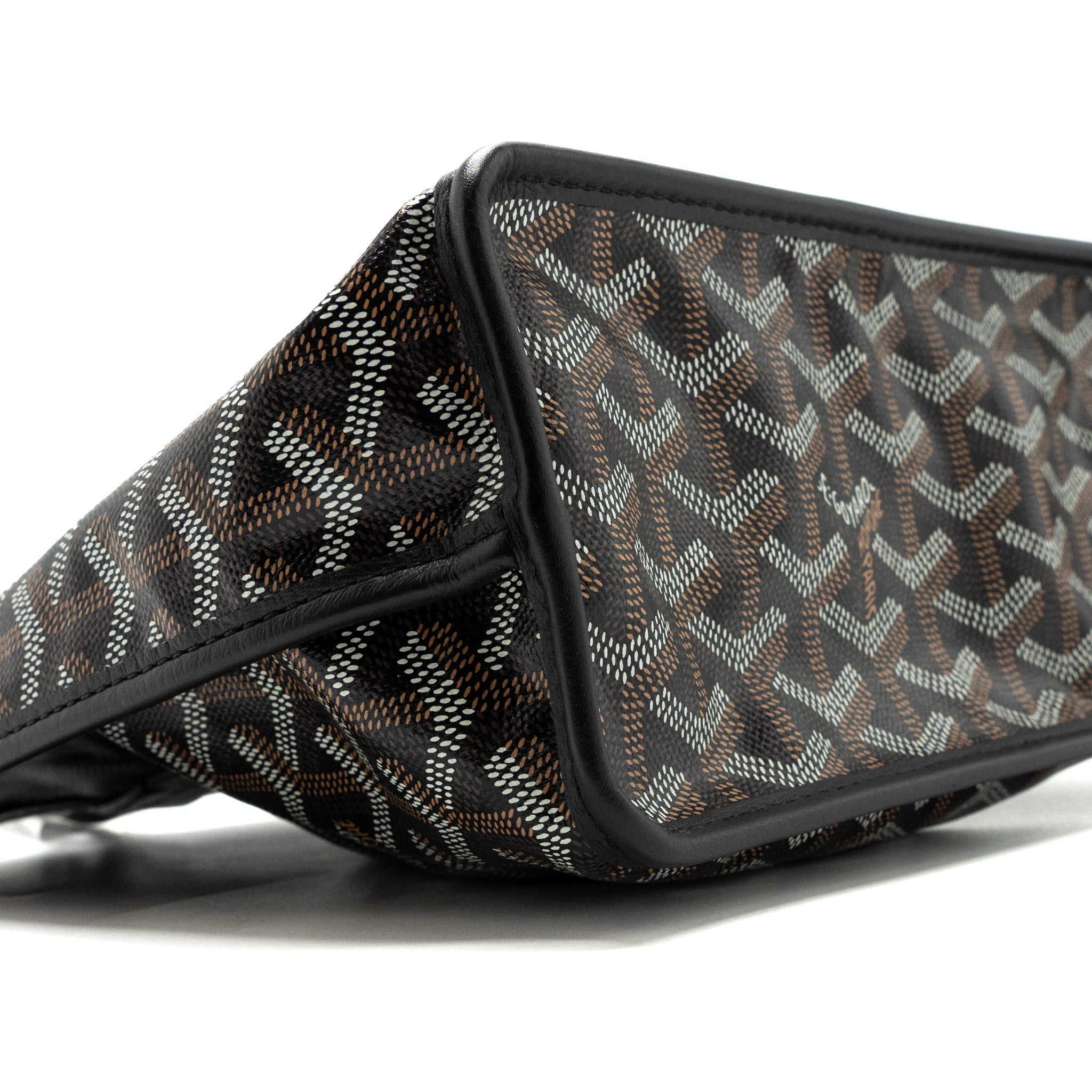 Lorenzia Mini Anjou Tote Bag Canvas Calfskin Black Silver-Tone Hardware