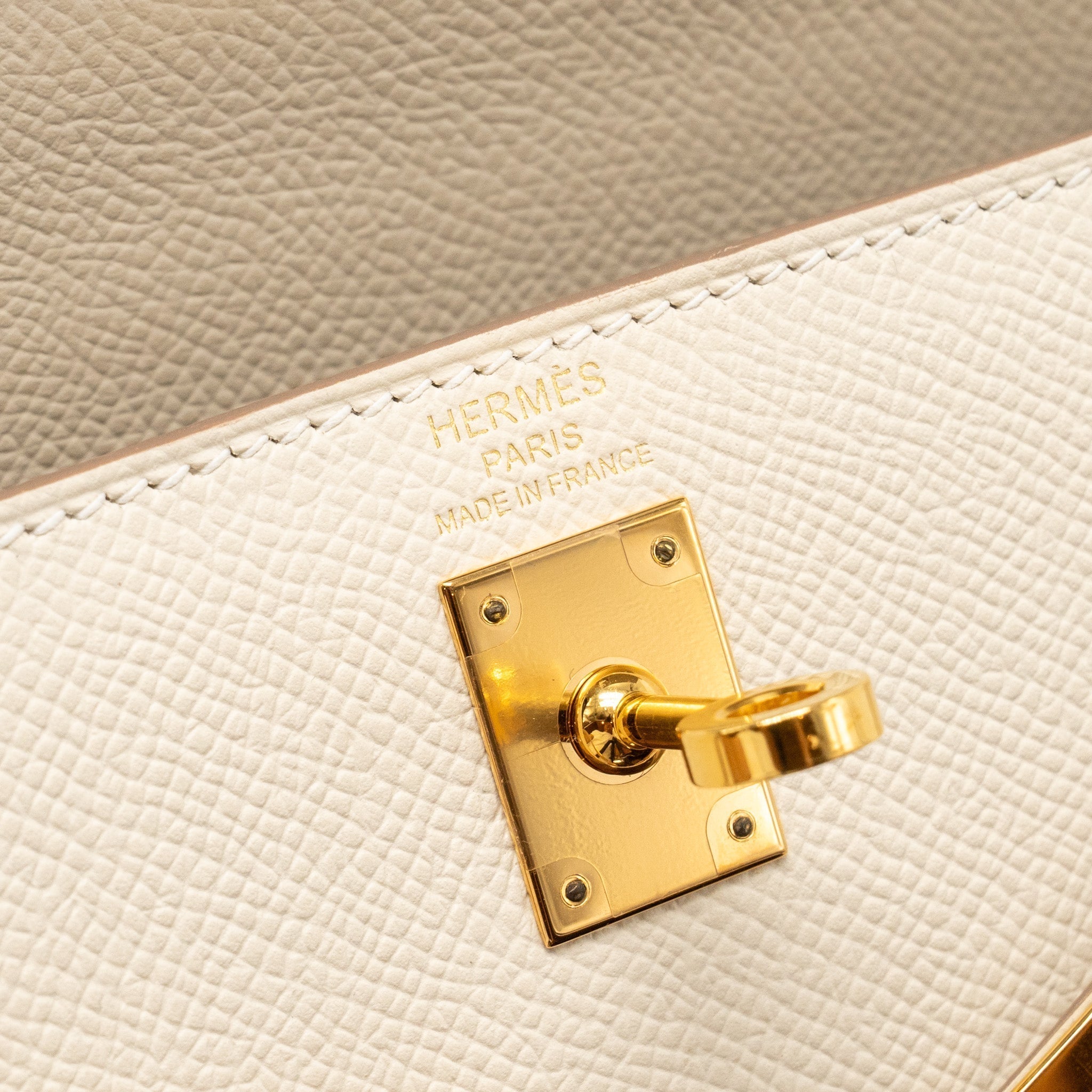 Lorenzia Kelly 25 Epsom Leather Handbag Craie Gold-Tone Hardware