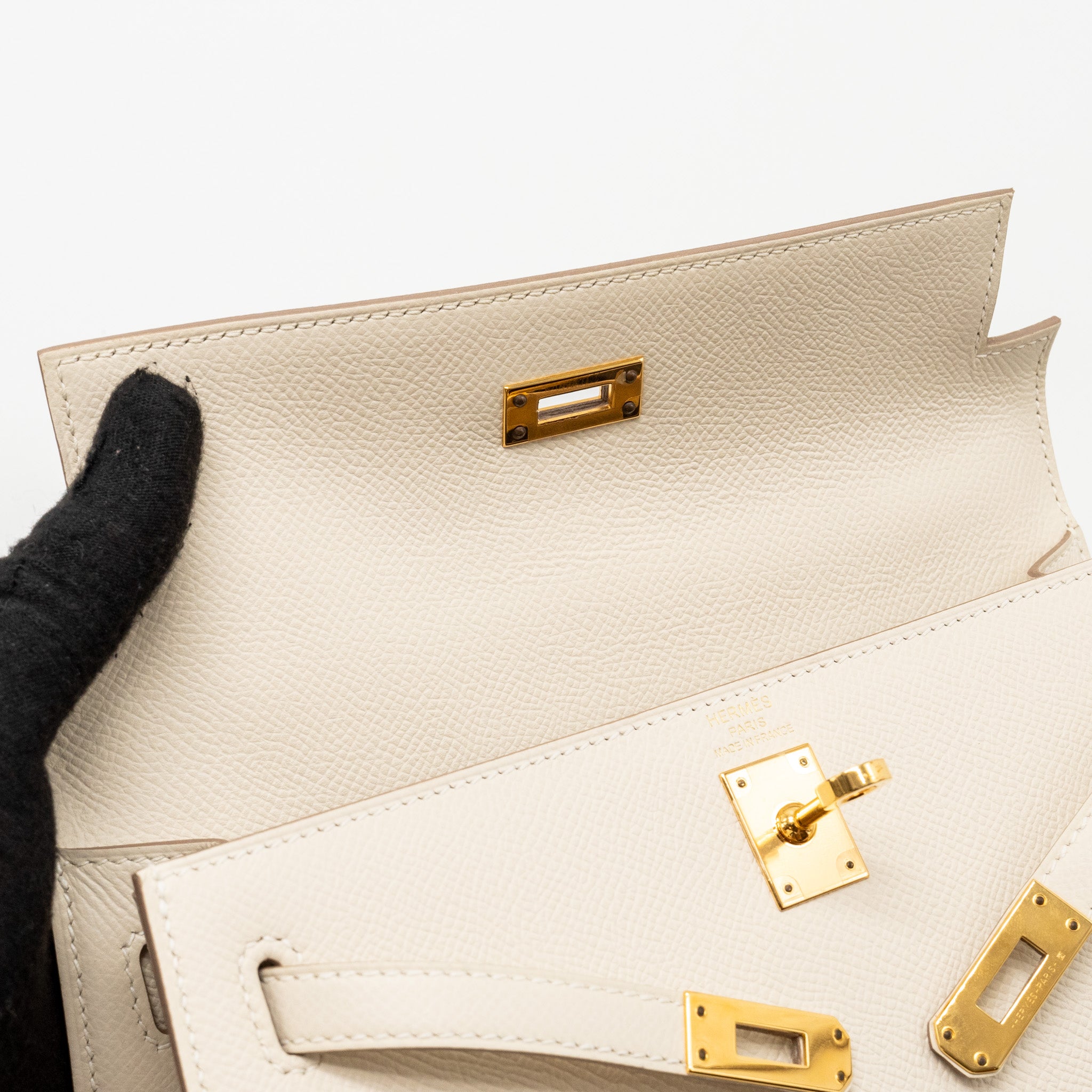 Lorenzia Kelly 25 Epsom Leather Handbag Craie Gold-Tone Hardware
