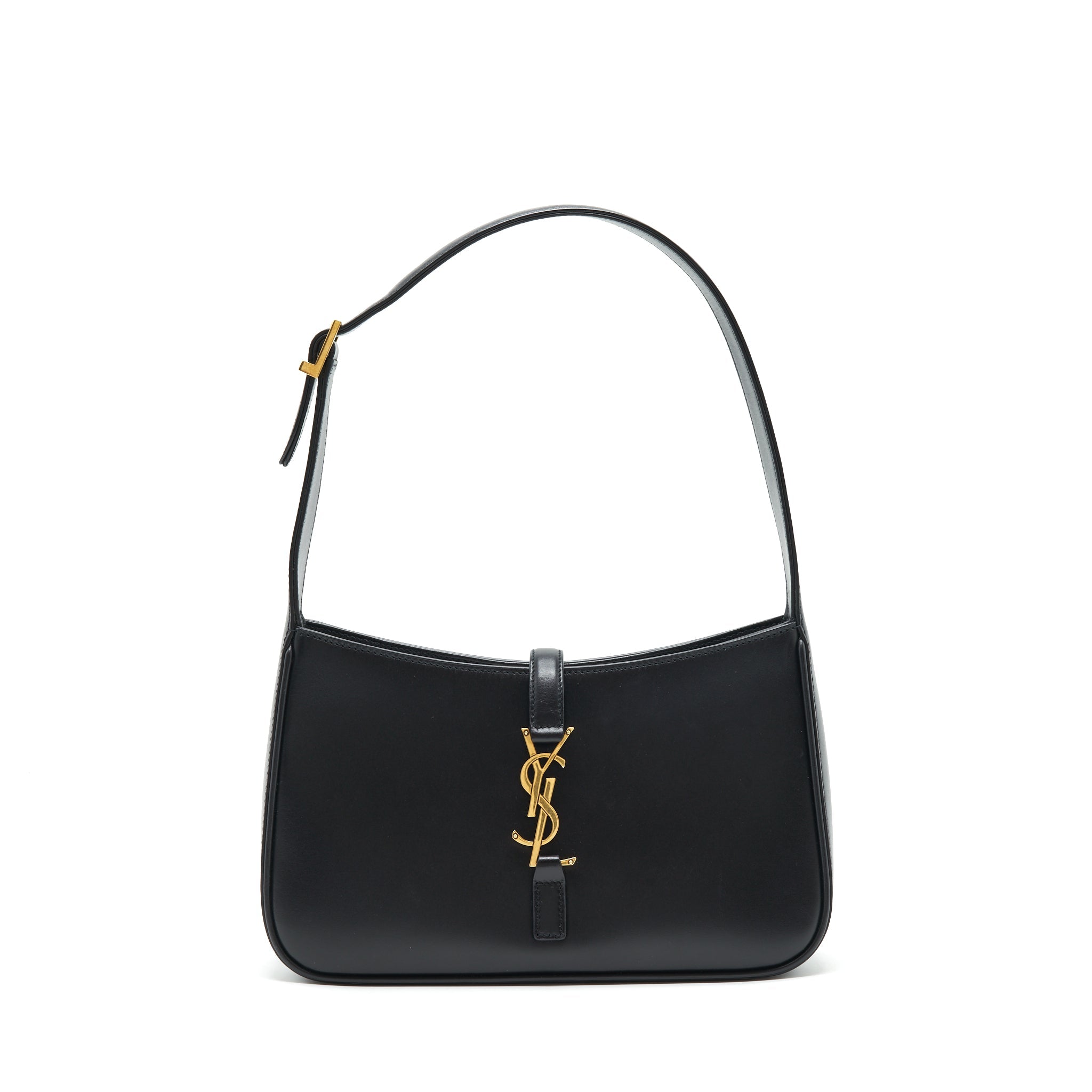 Le 5 A 7 Hobo Bag Calfskin Leather Black Gold-Tone Hardware