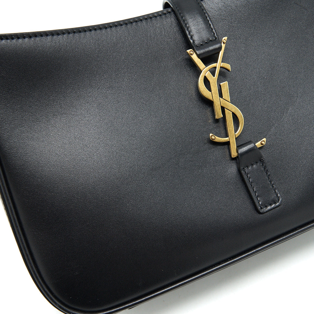 Le 5 A 7 Hobo Bag Calfskin Leather Black Gold-Tone Hardware