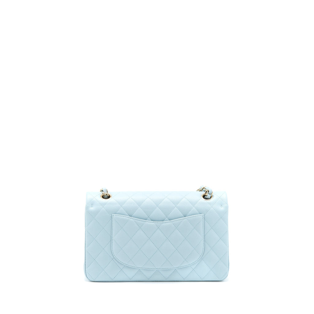 Chanel Medium Classic Double Flap Bag Caviar Leather Light Blue LGHW