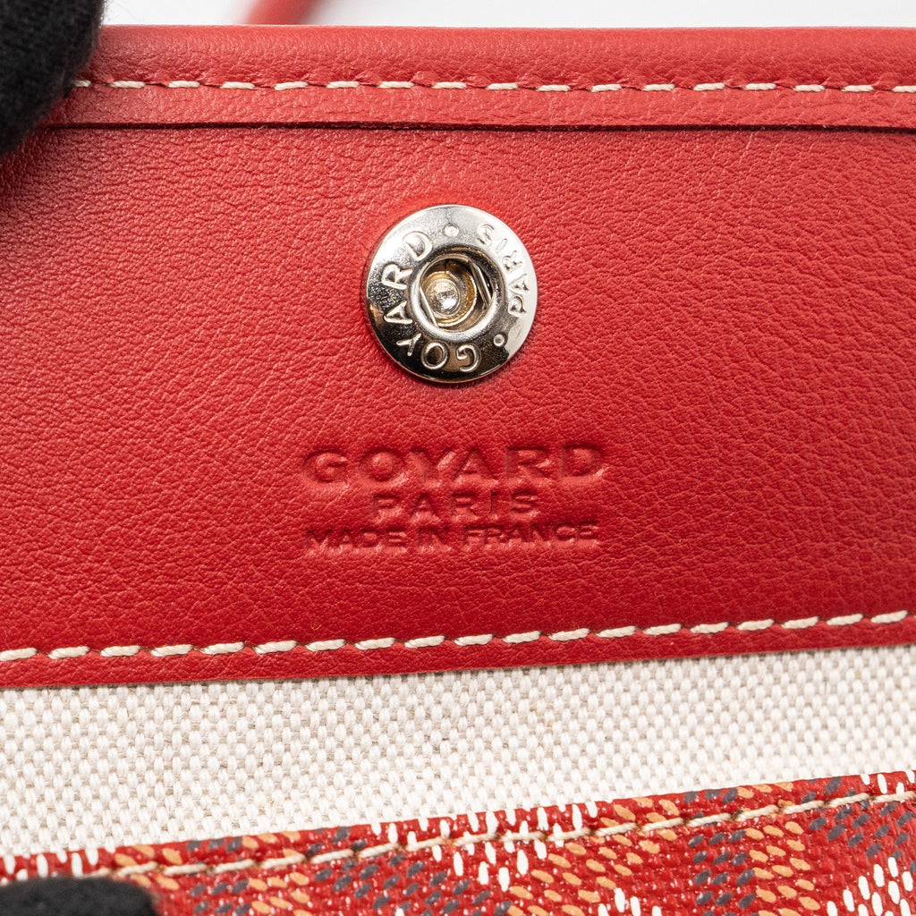 Mini Anjou Canvas Calfskin Tote Bag Red Silver-Tone Hardware