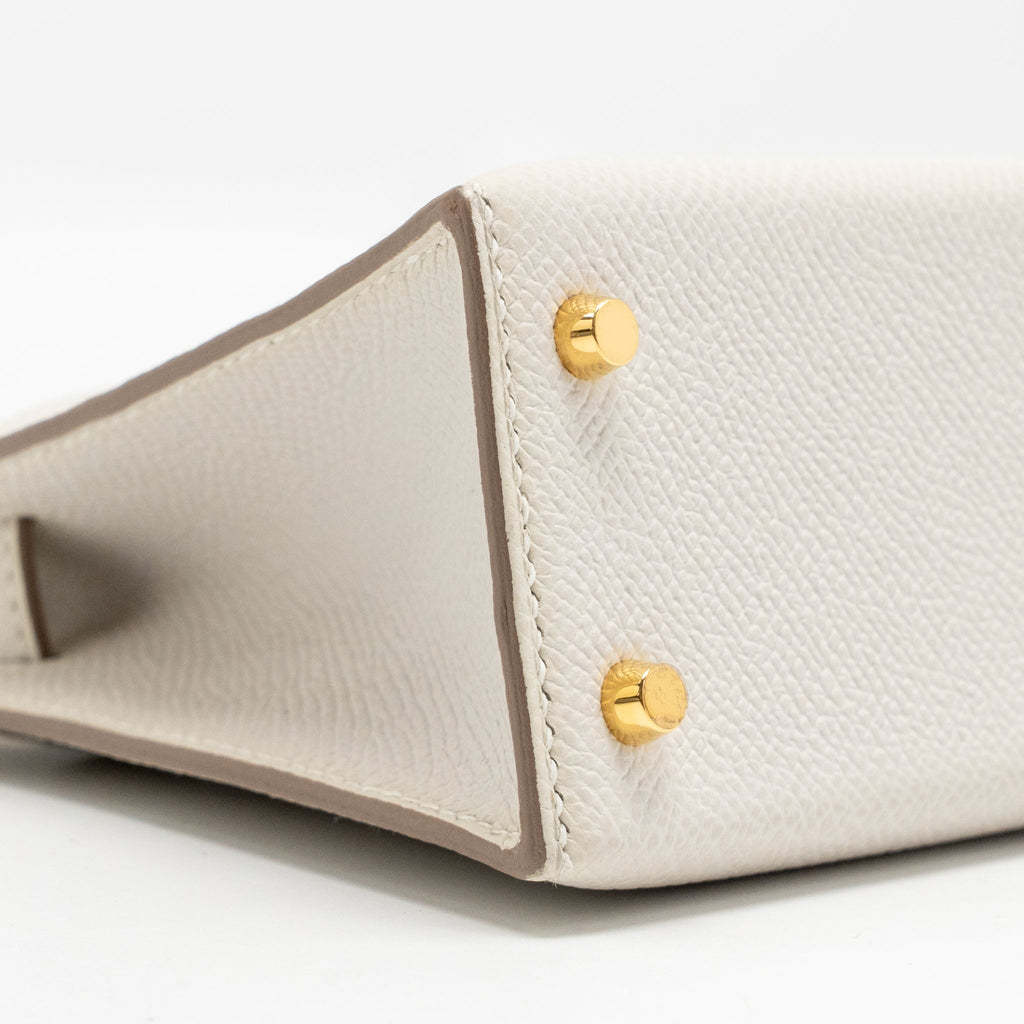 Lorenzia Mini Kelly II Epsom Leather Handbag Gris Pale Gold-Tone Hardware