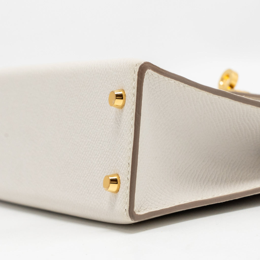 Lorenzia Mini Kelly II Epsom Leather Handbag Gris Pale Gold-Tone Hardware