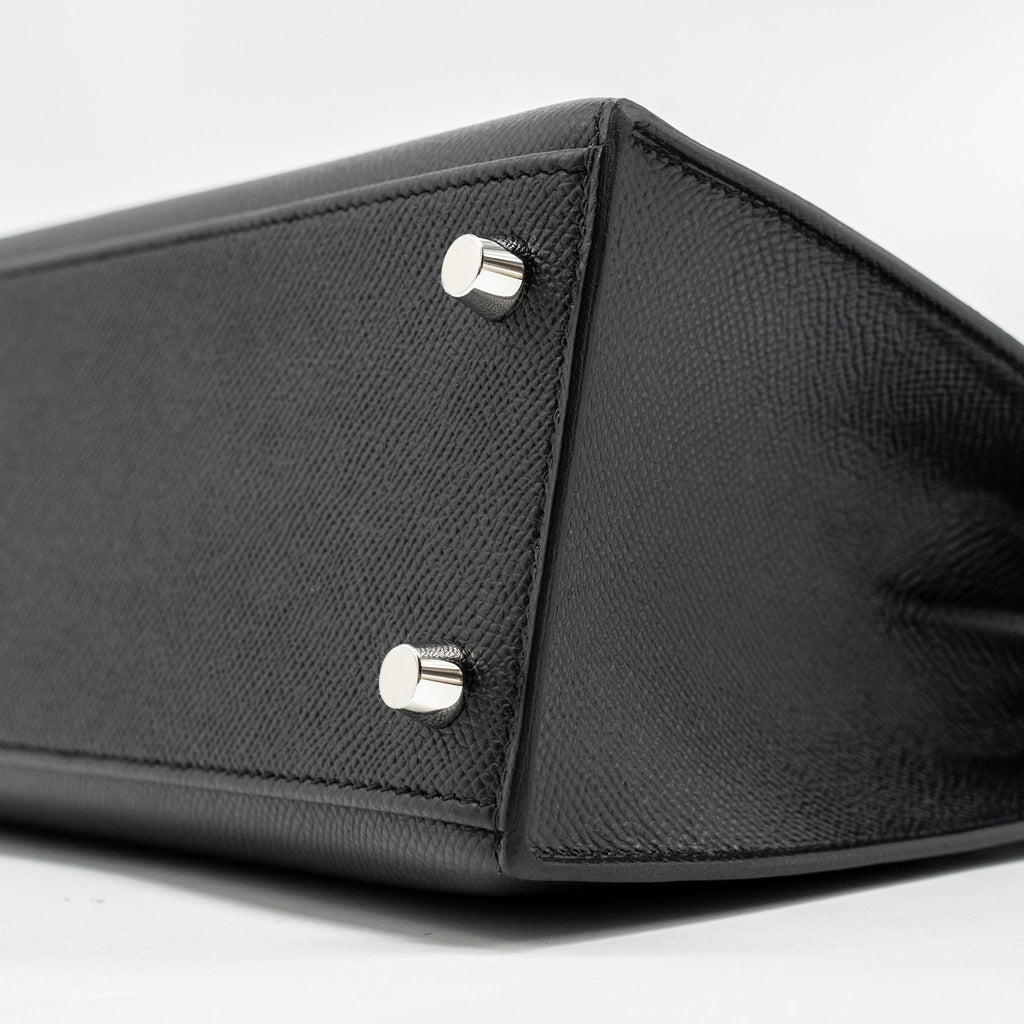 Lorenzia Kelly 25 Epsom Leather Handbag Black Silver-Tone Hardware