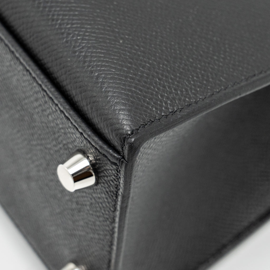 Lorenzia Kelly 25 Epsom Leather Handbag Black Silver-Tone Hardware