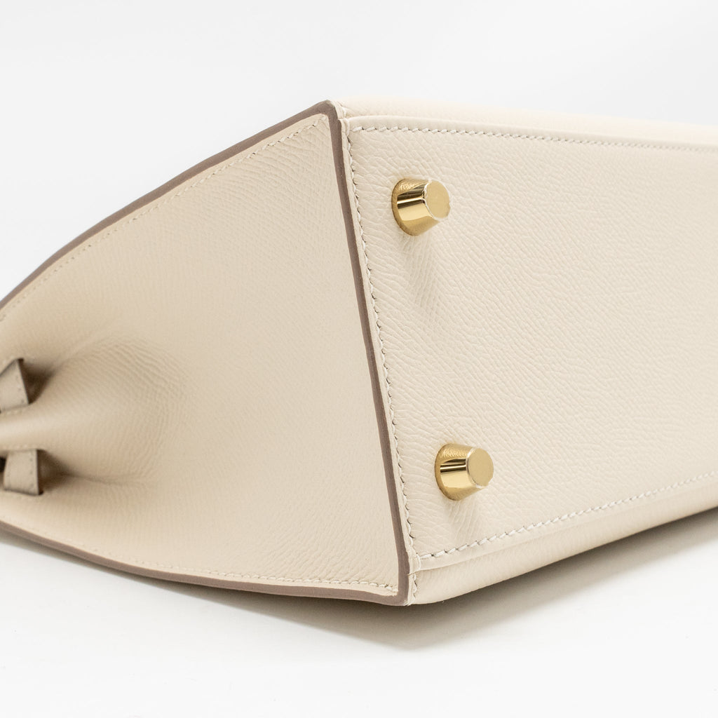 Lorenzia Kelly 25 Epsom Leather Handbag Craie Gold-Tone Hardware