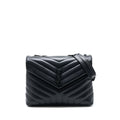 Lorenzia Medium Loulou Shoulder Bag Calfskin Black Black-Tone Hardware