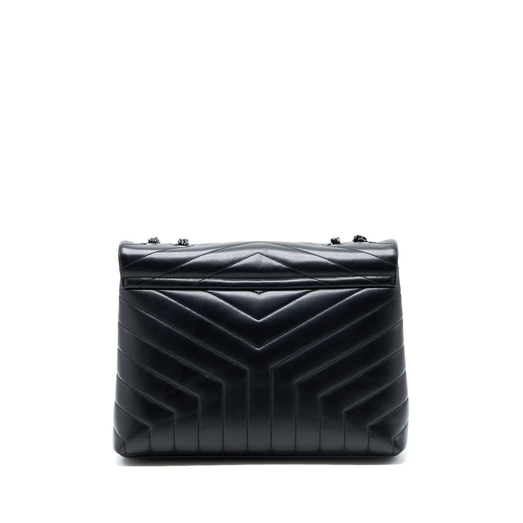 Lorenzia Medium Loulou Shoulder Bag Calfskin Black Black-Tone Hardware