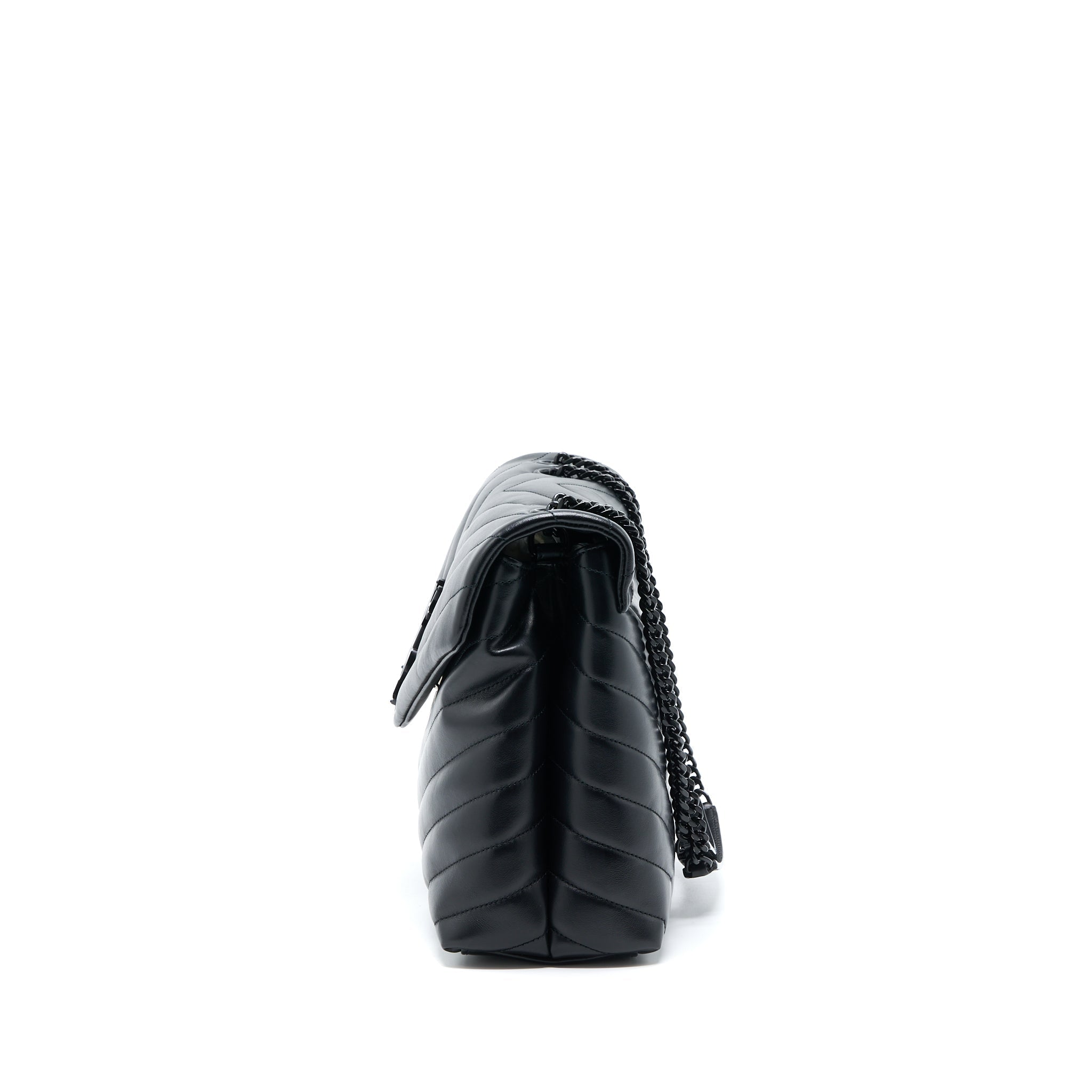 Lorenzia Medium Loulou Shoulder Bag Calfskin Black Black-Tone Hardware