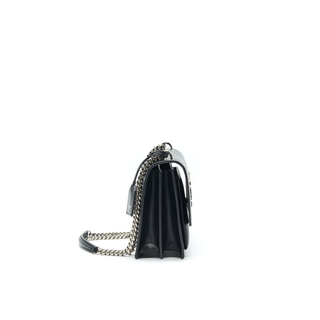 Lorenzia Sunset Shoulder Bag Leather Black Silver-Tone Hardware