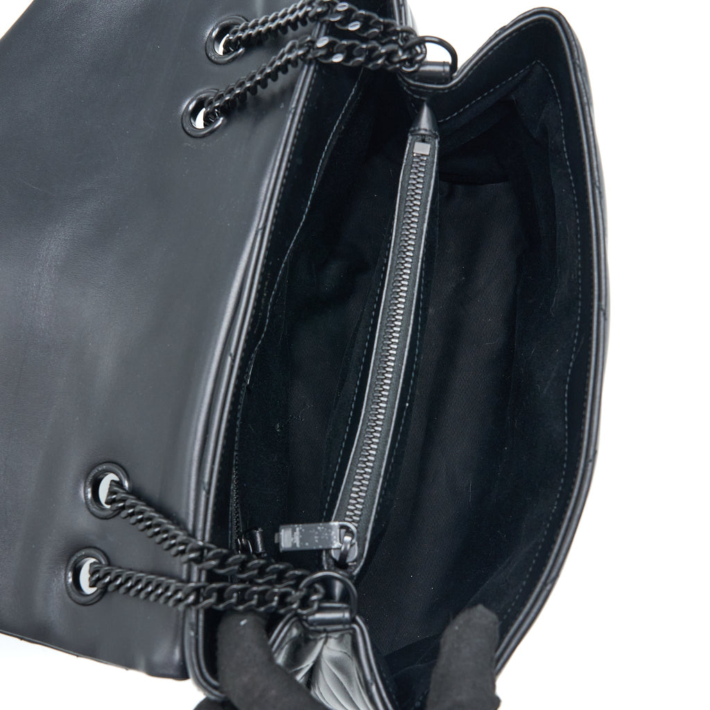 Lorenzia Medium Loulou Shoulder Bag Calfskin Black Black-Tone Hardware