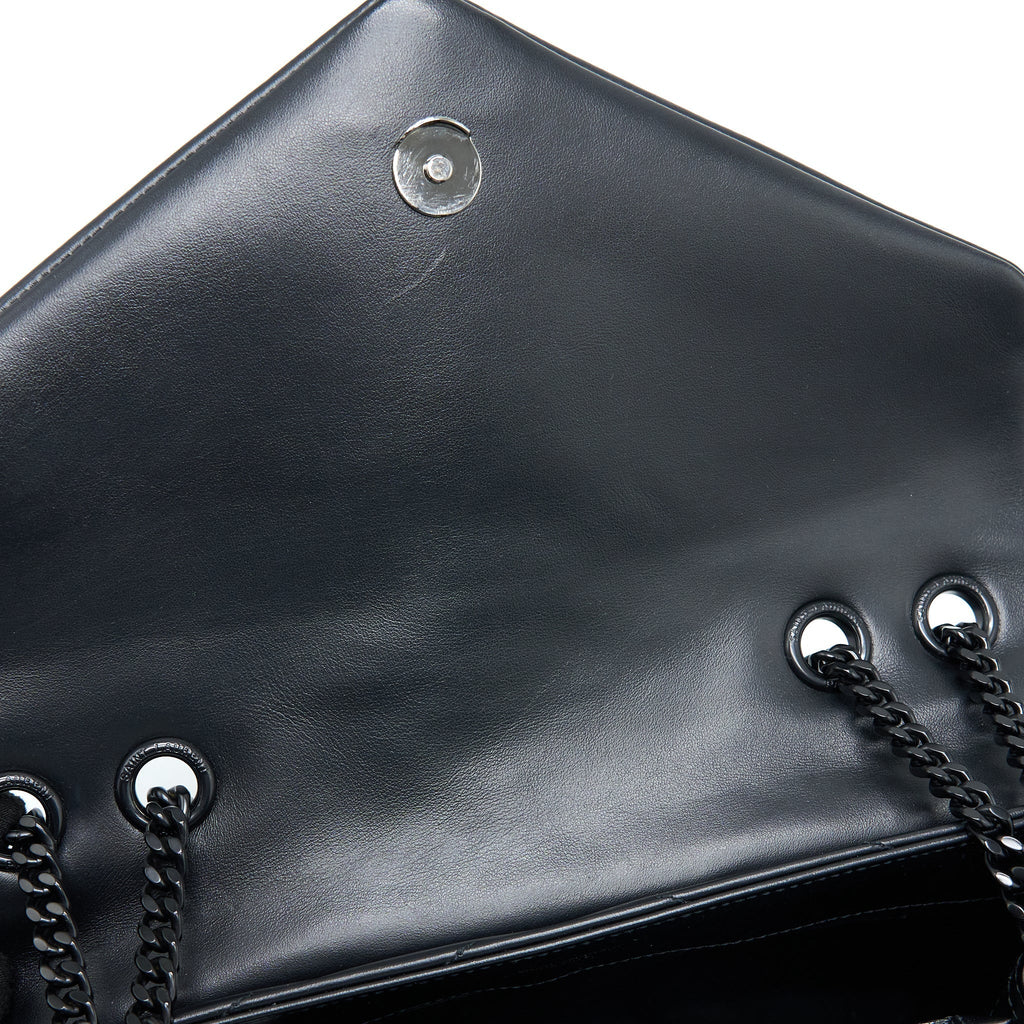 Lorenzia Medium Loulou Shoulder Bag Calfskin Black Black-Tone Hardware