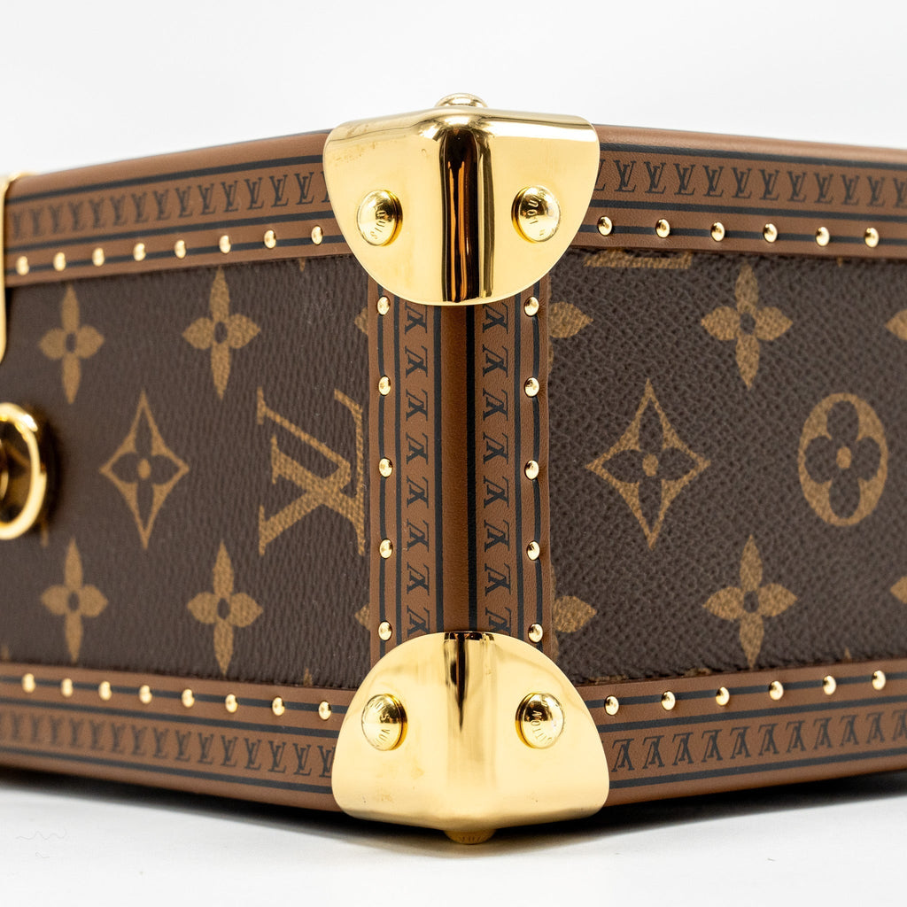 Camera Box Trunk Monogram Canvas Leather Handbag Gold Tone Hardware