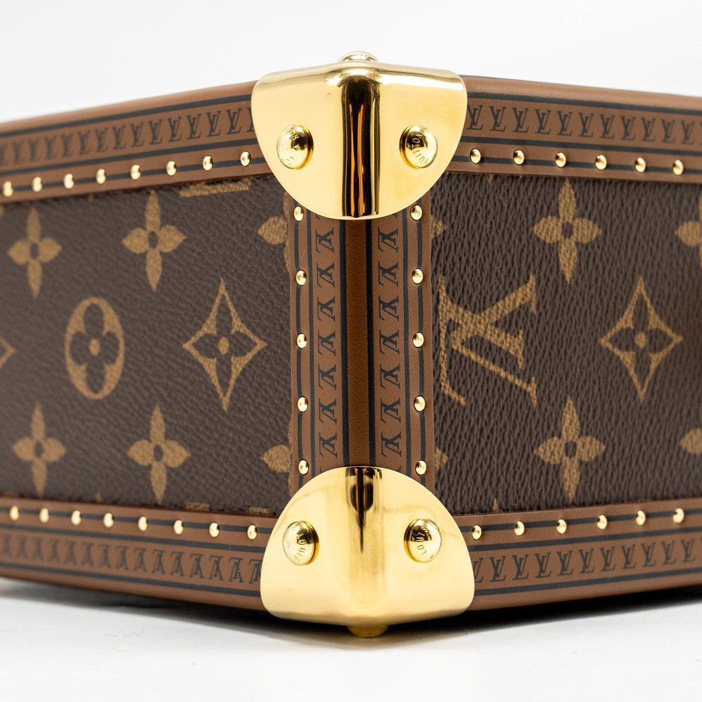 Camera Box Trunk Monogram Canvas Leather Handbag Gold Tone Hardware